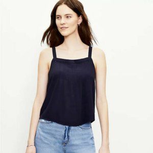 LOFT cropped tank top blouse, Navy blue